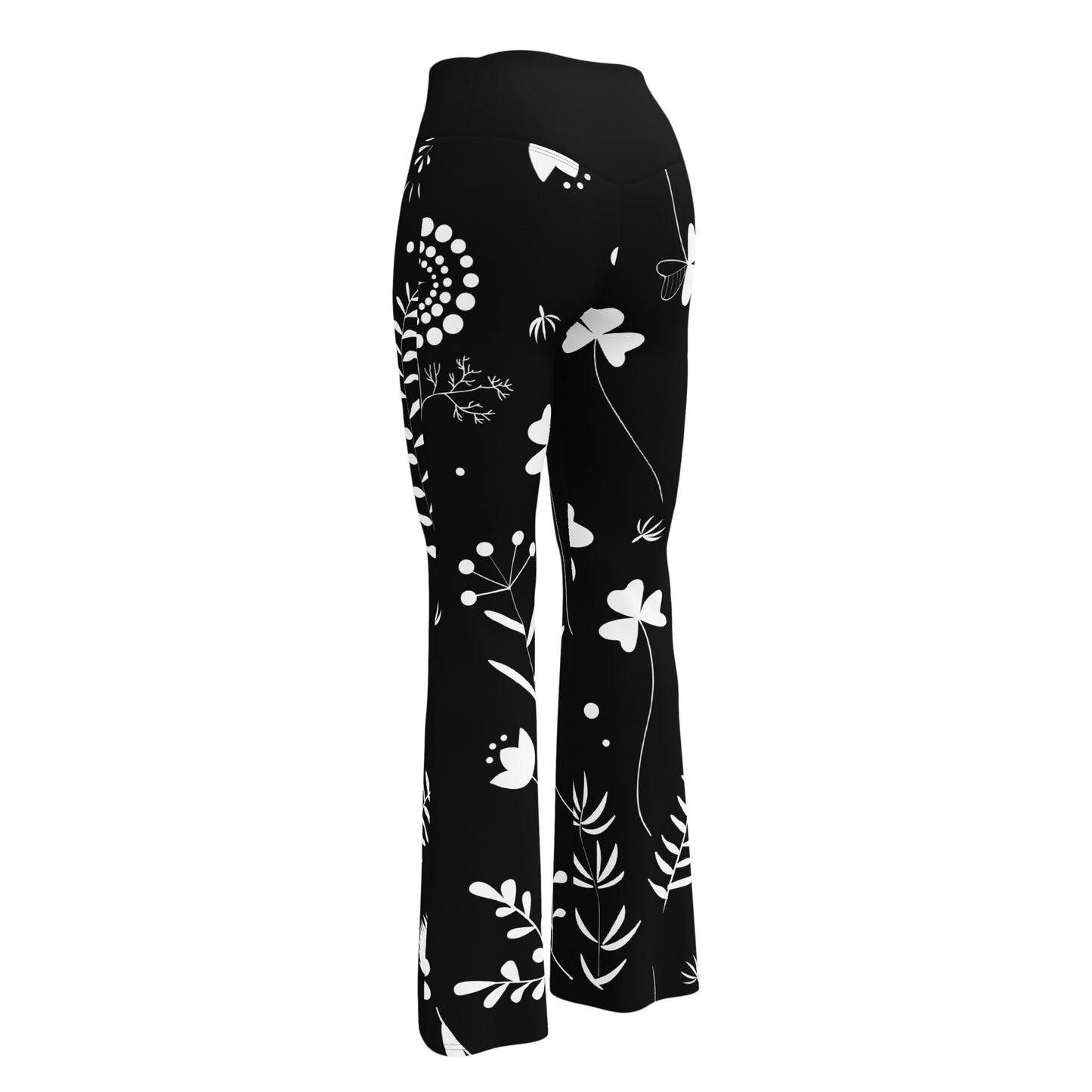 Leggings mit Schlag -Blumen Design schwarz/weis
