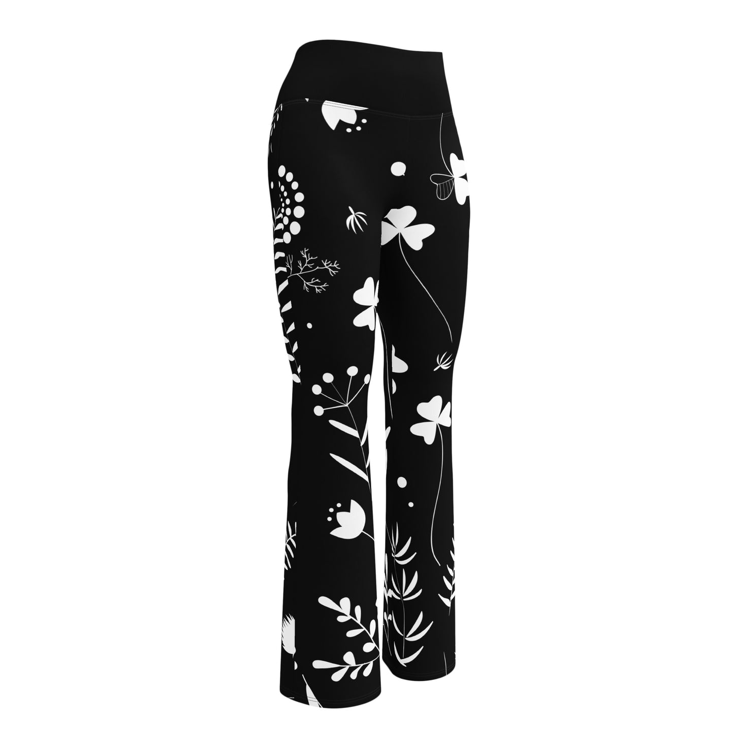 Leggings mit Schlag -Blumen Design schwarz/weis
