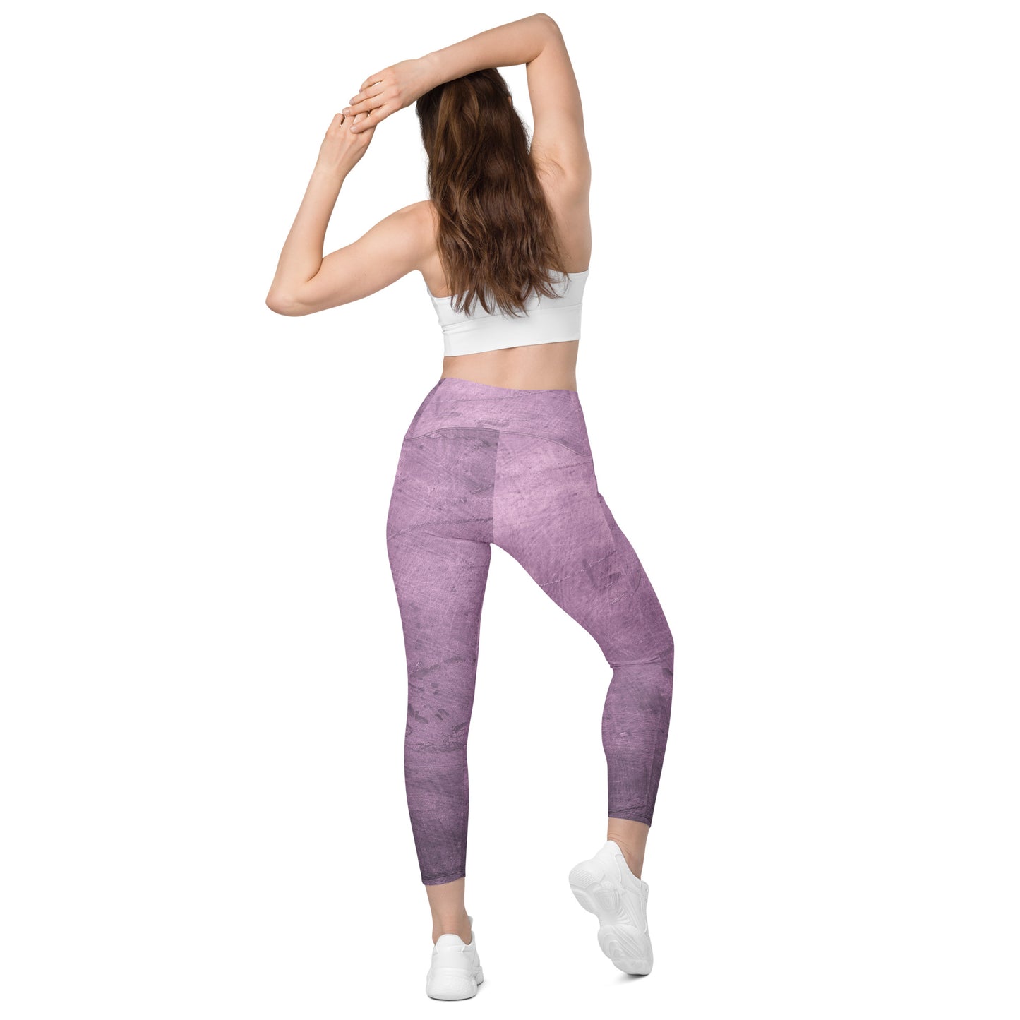 V-Bund-Leggings mit Taschen - Lila -Schwarz