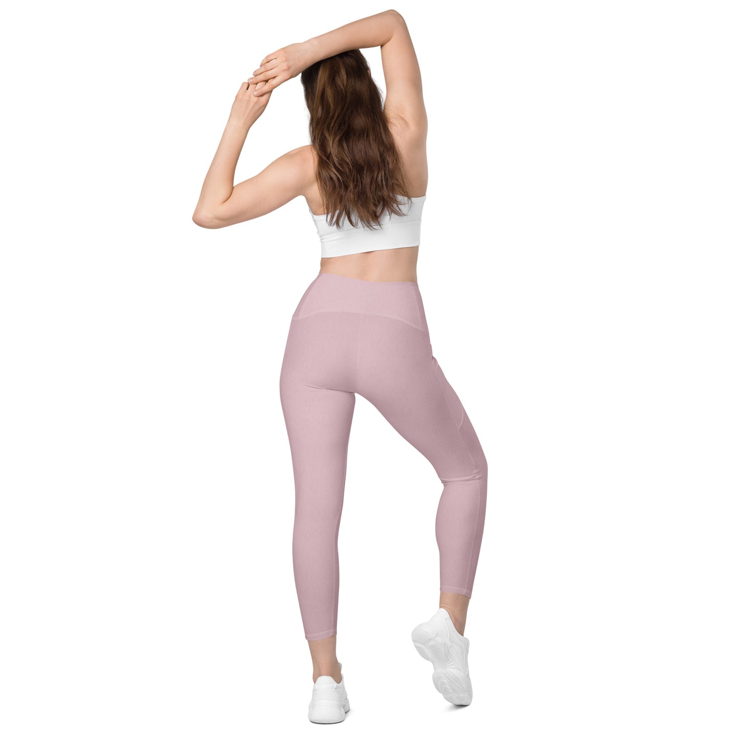 V-Bund-Leggings mit Taschen in Rosé