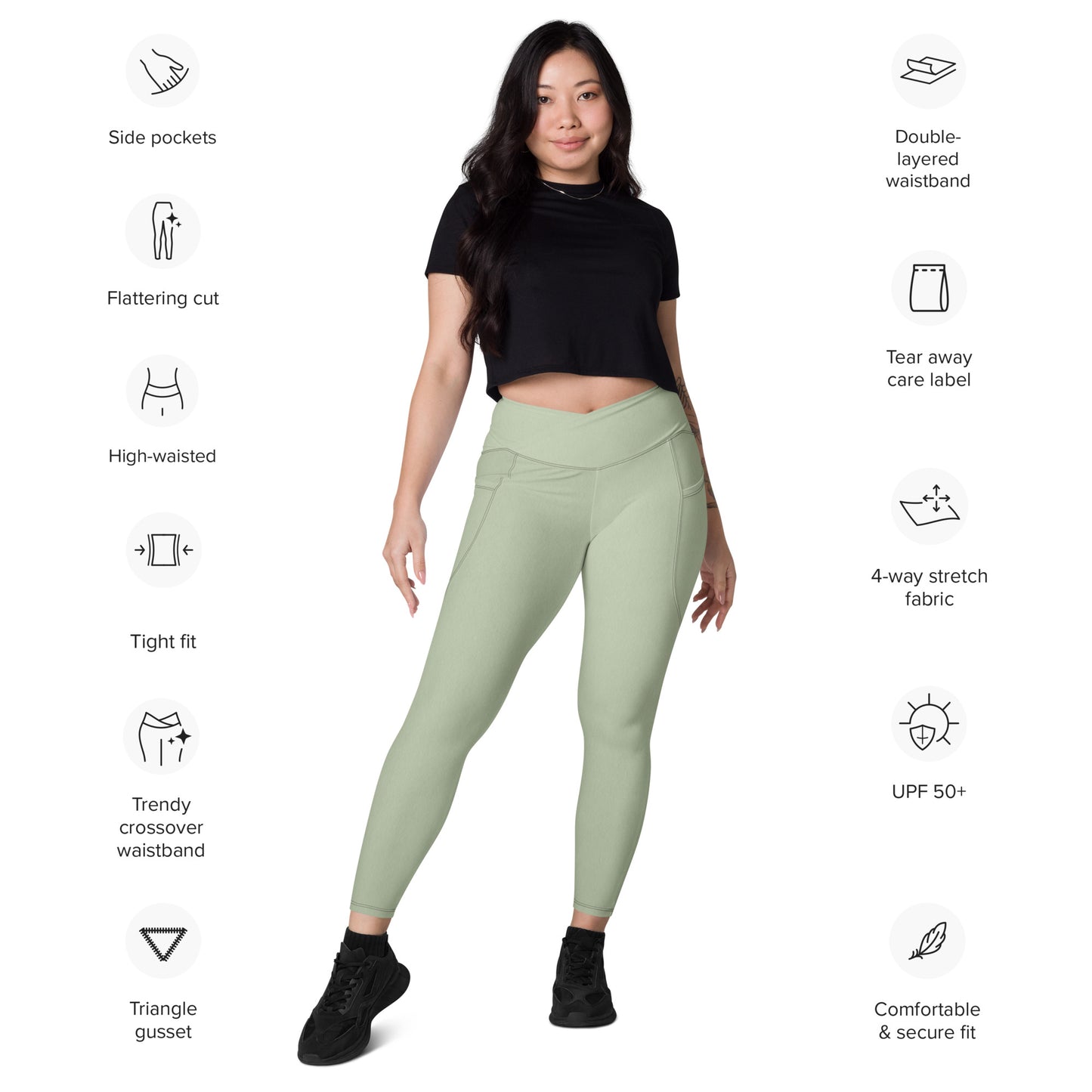 V-Bund-Leggings mit Taschen