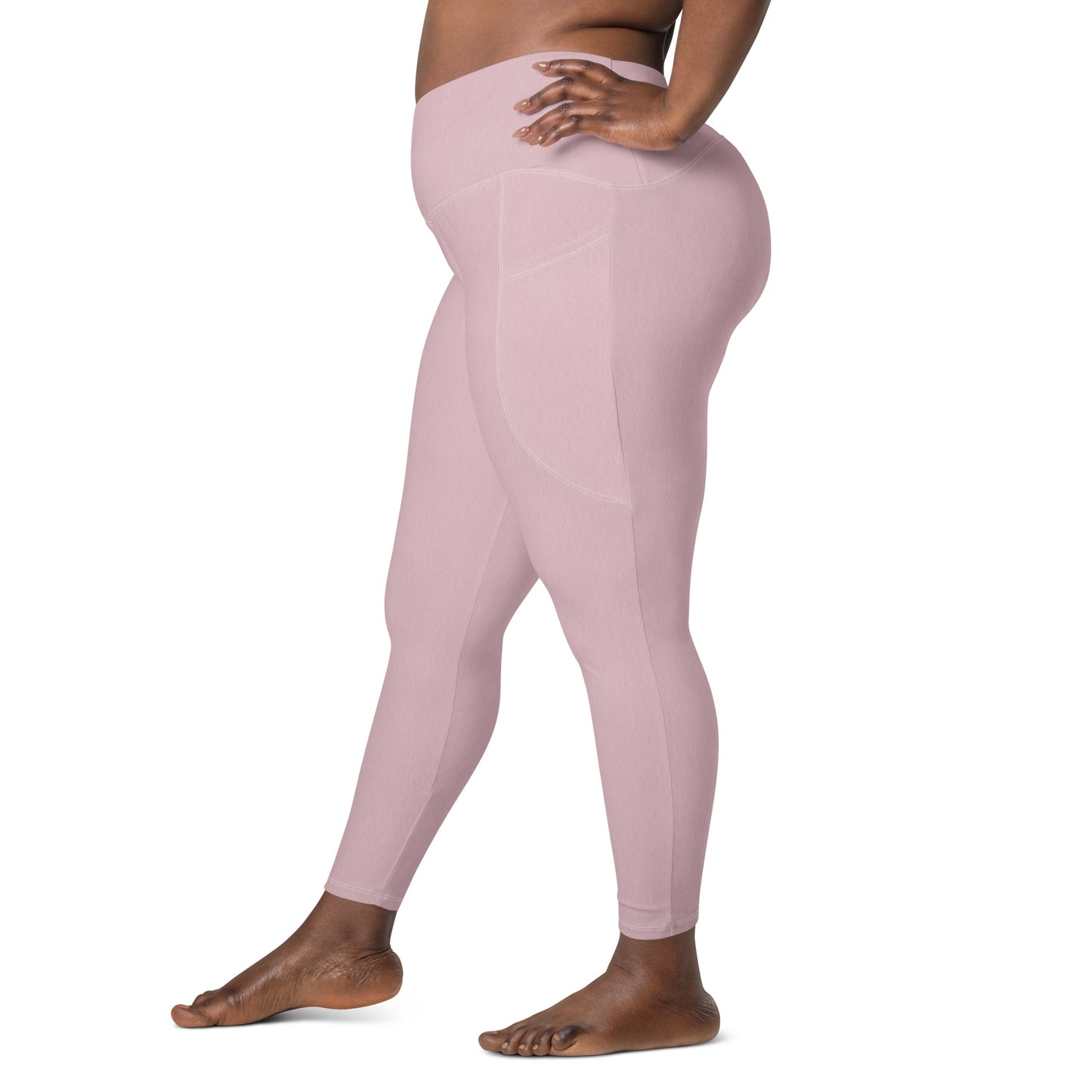 V-Bund-Leggings mit Taschen in Rosé