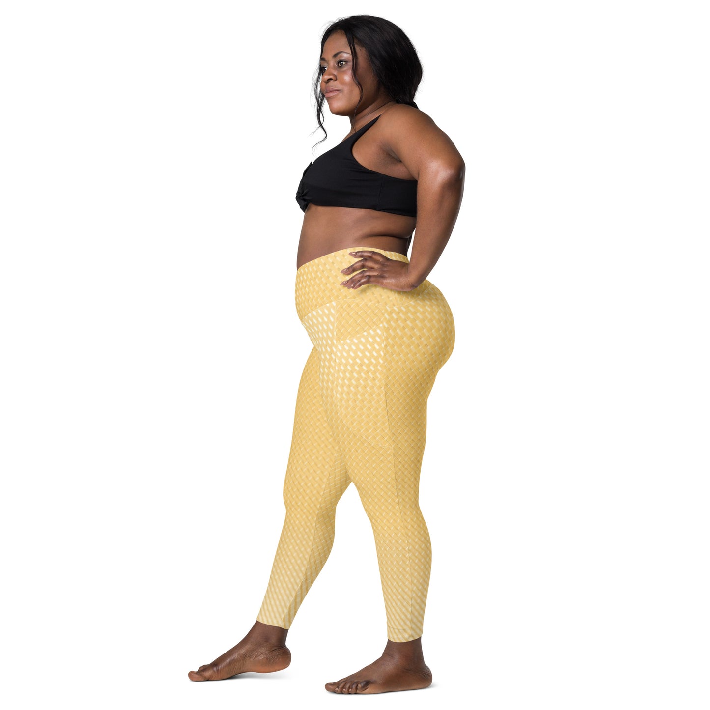 V-Bund-Leggings mit Taschen - Gelb