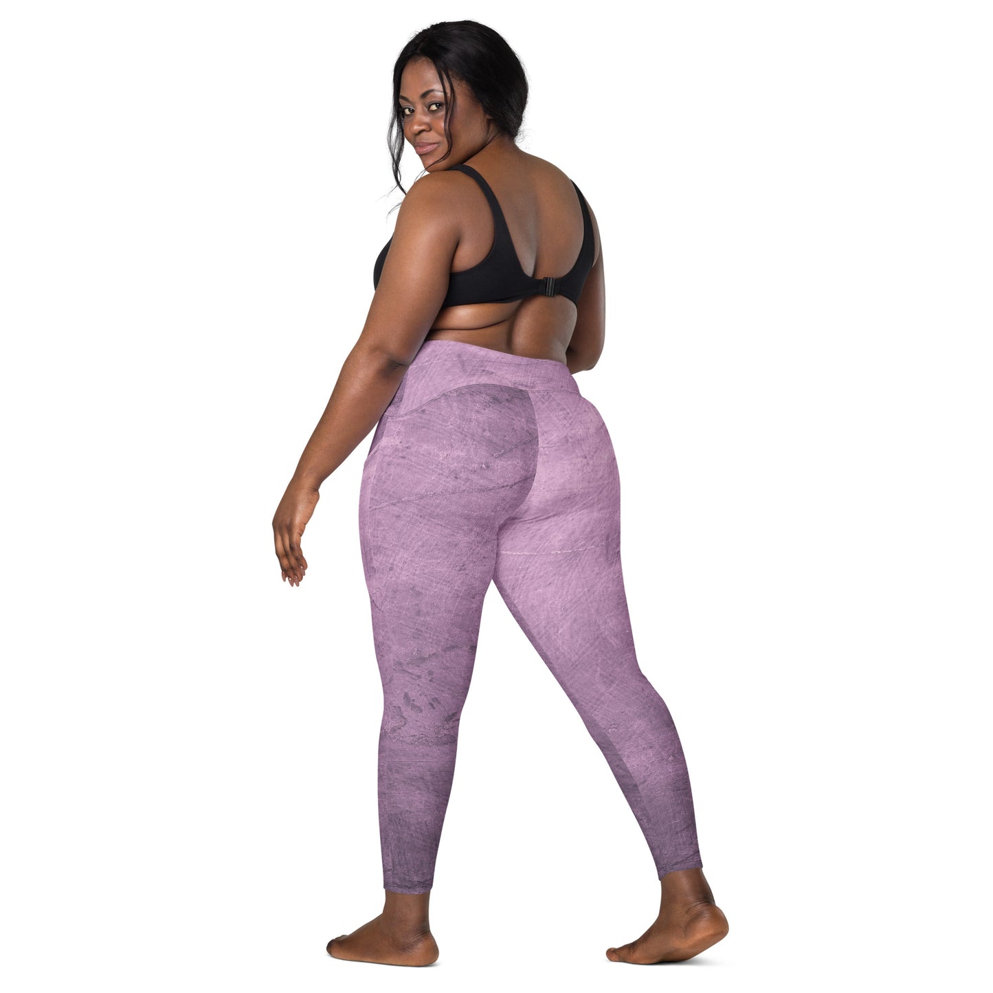 V-Bund-Leggings mit Taschen - Lila -Schwarz