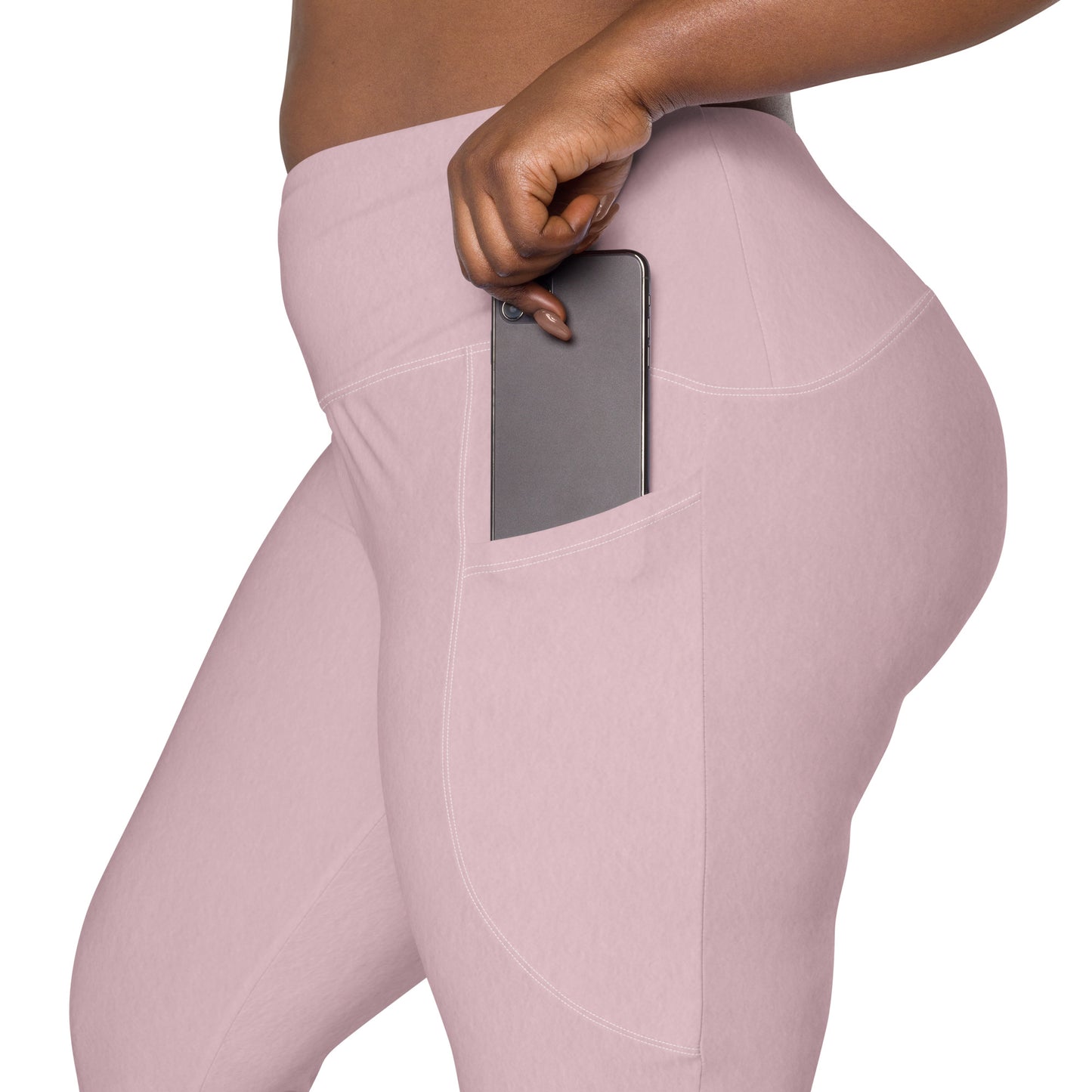 V-Bund-Leggings mit Taschen in Rosé
