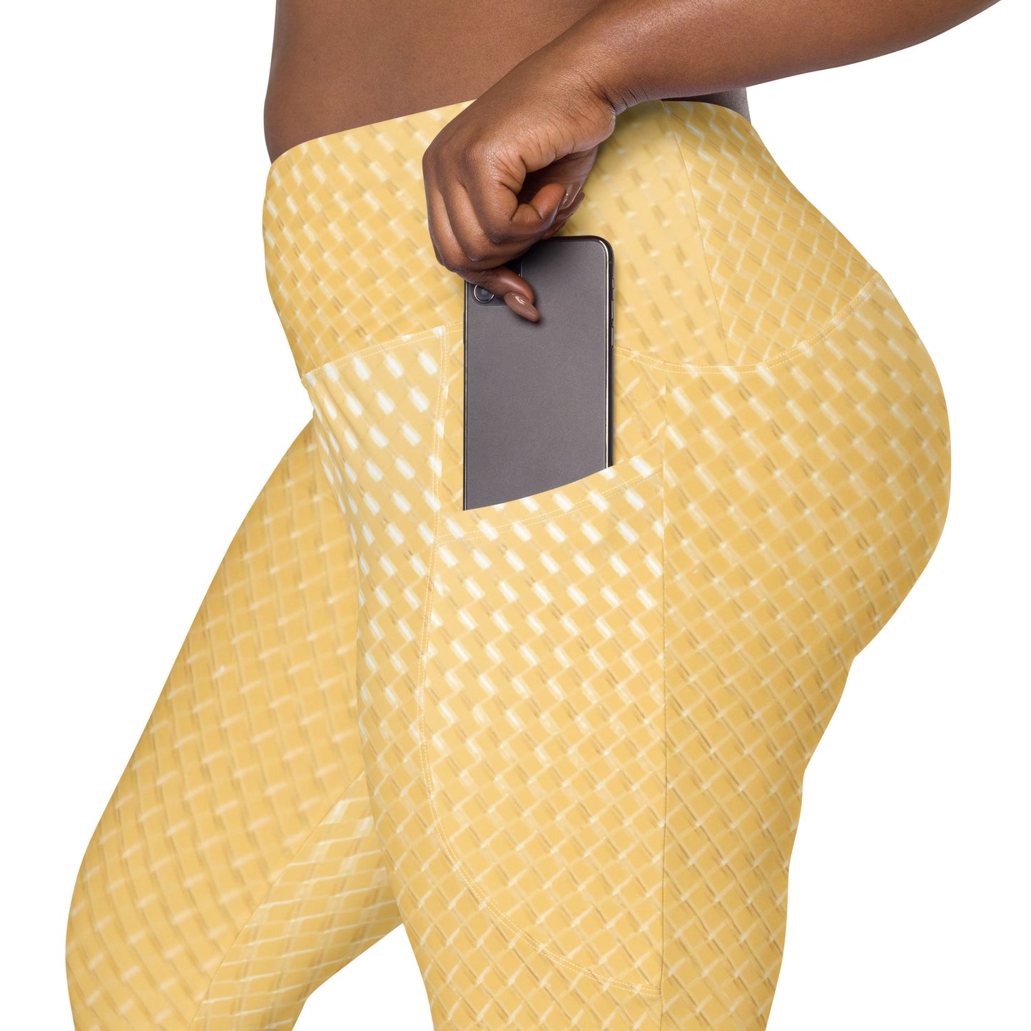 V-Bund-Leggings mit Taschen - Gelb