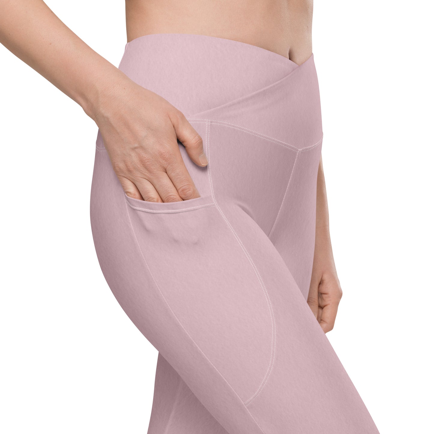 V-Bund-Leggings mit Taschen in Rosé