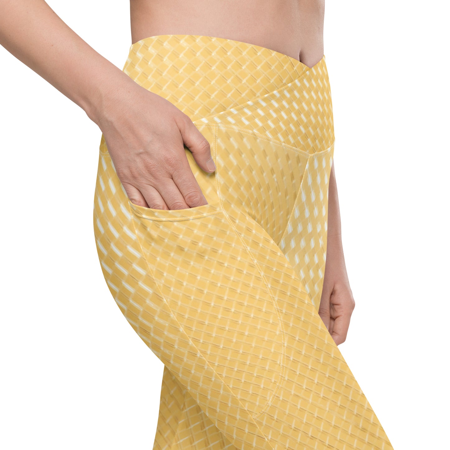 V-Bund-Leggings mit Taschen - Gelb