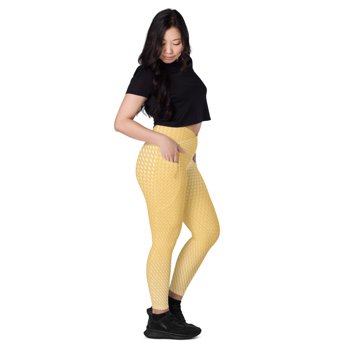V-Bund-Leggings mit Taschen - Gelb