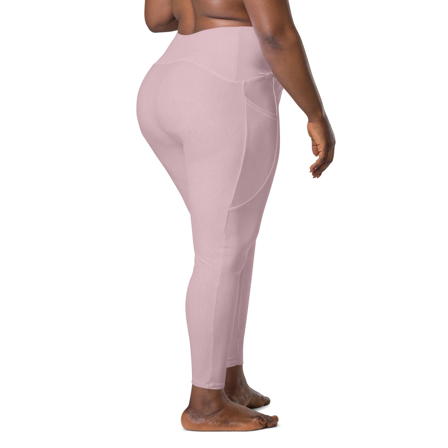 V-Bund-Leggings mit Taschen in Rosé