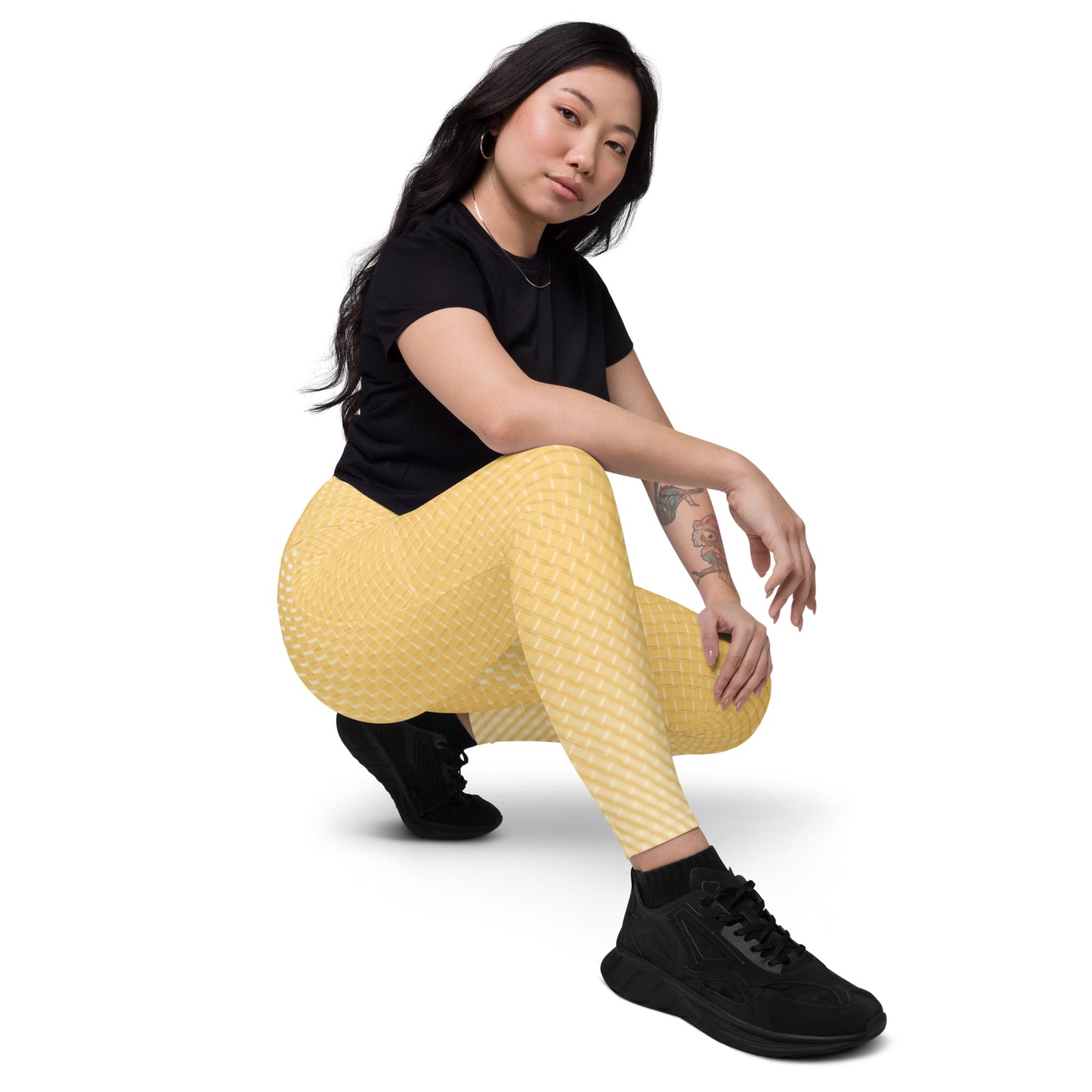 V-Bund-Leggings mit Taschen - Gelb