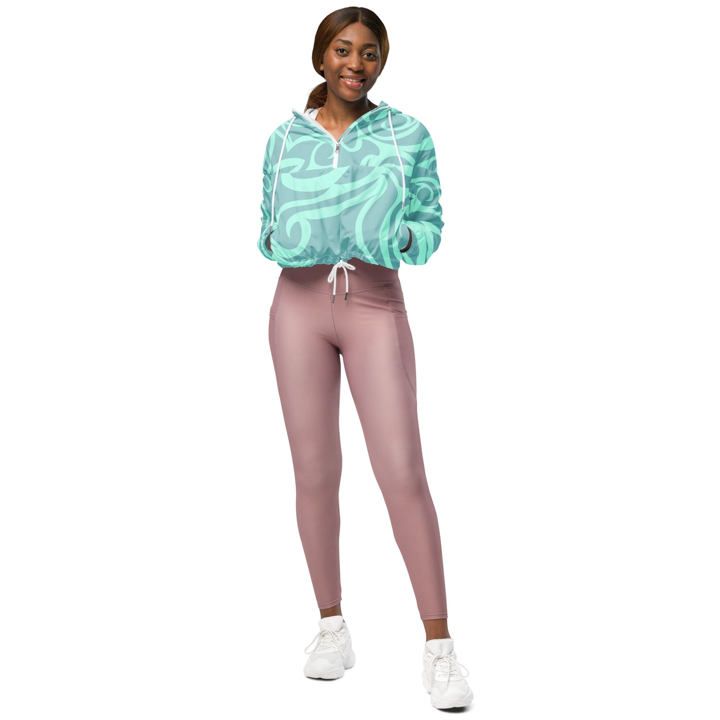 Damen Windbreaker - Türkis - modern Print