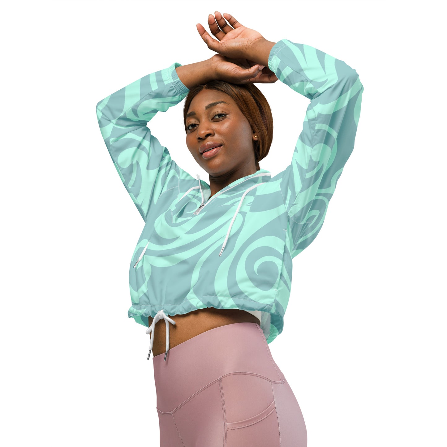 Damen Windbreaker - Türkis - modern Print