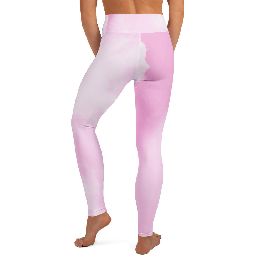 Yoga-Leggings- Aquarell Rose weiß