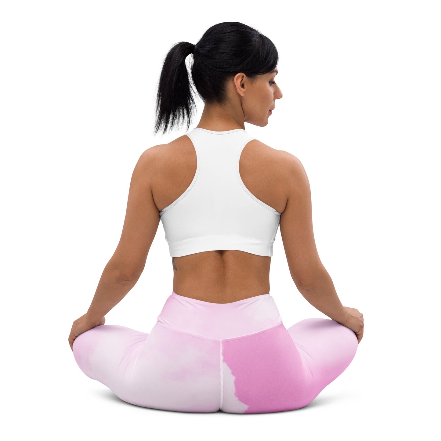 Yoga-Leggings- Aquarell Rose weiß