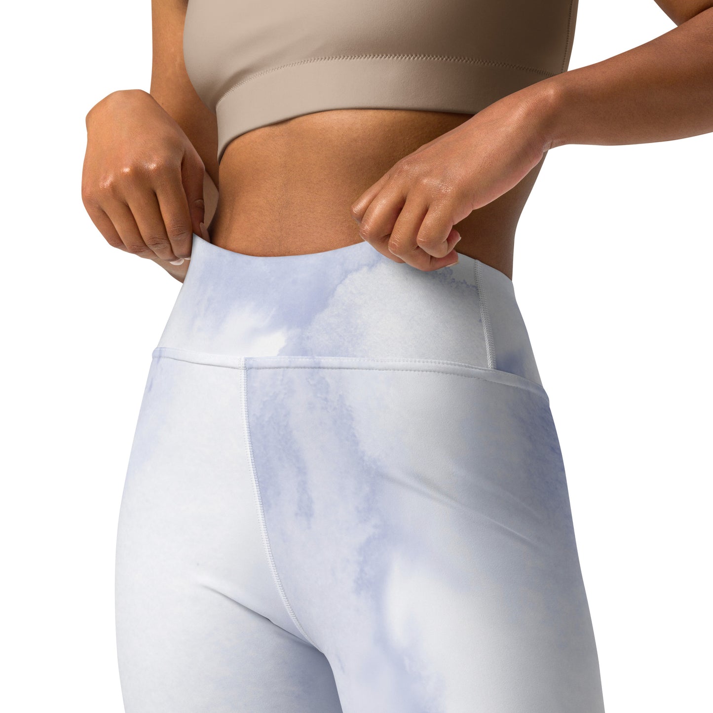 Yoga-Leggings-Aquarell blau weiß