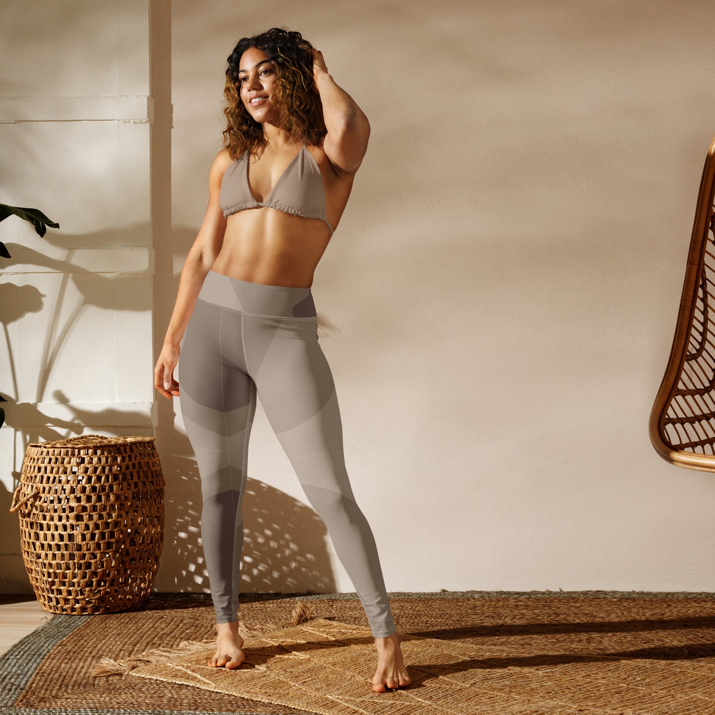 Yoga-Leggings- Beige Braun