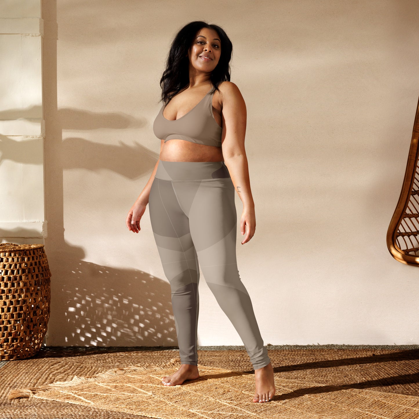 Yoga-Leggings- Beige Braun
