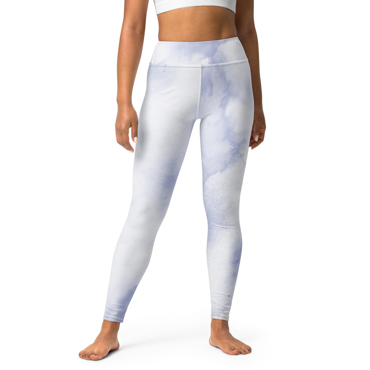 Yoga-Leggings-Aquarell blau weiß