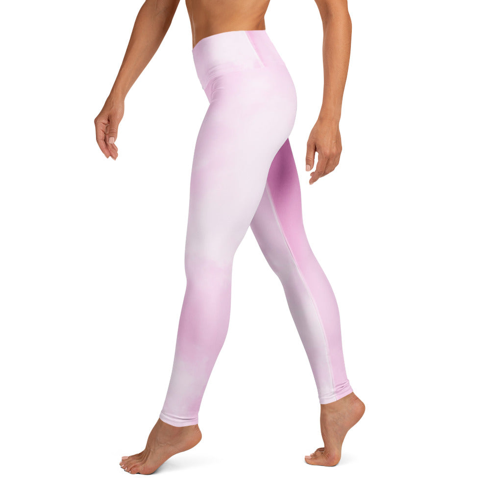 Yoga-Leggings- Aquarell Rose weiß