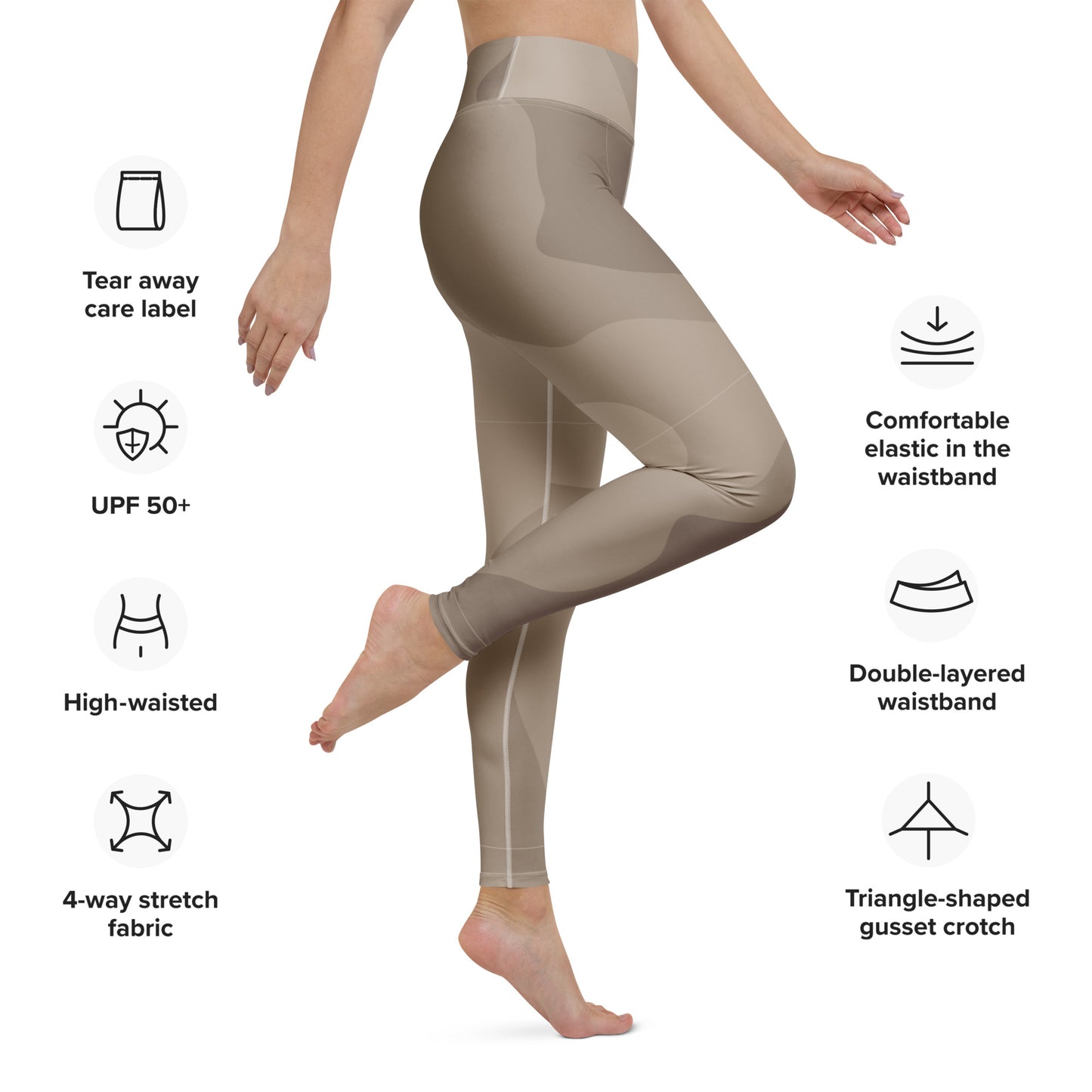 Yoga-Leggings- Beige Braun