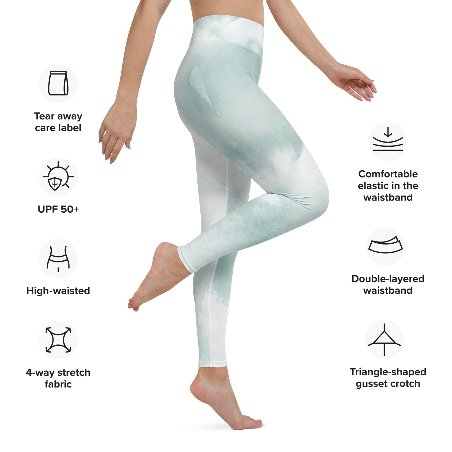 Yoga-Leggings - Mint Weiß