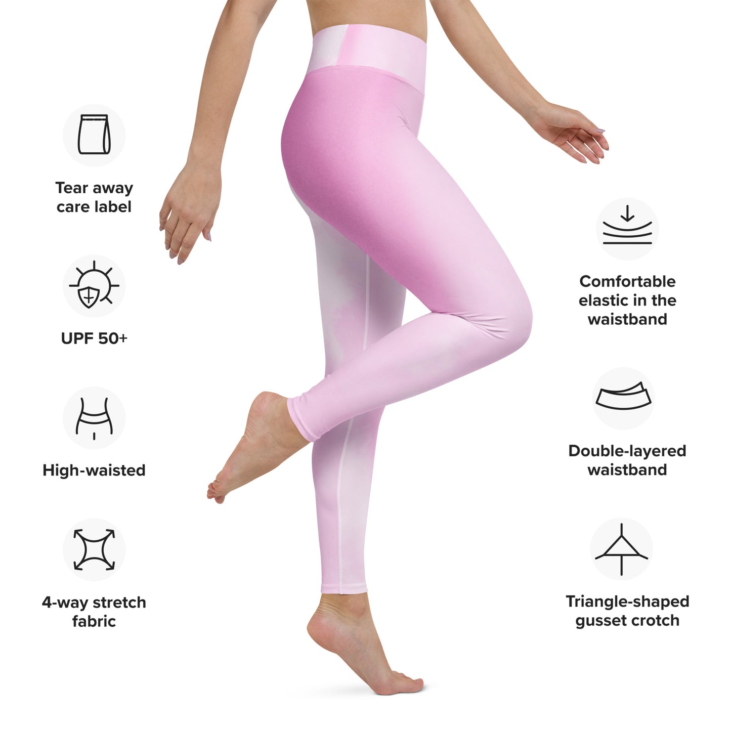 Yoga-Leggings- Aquarell Rose weiß