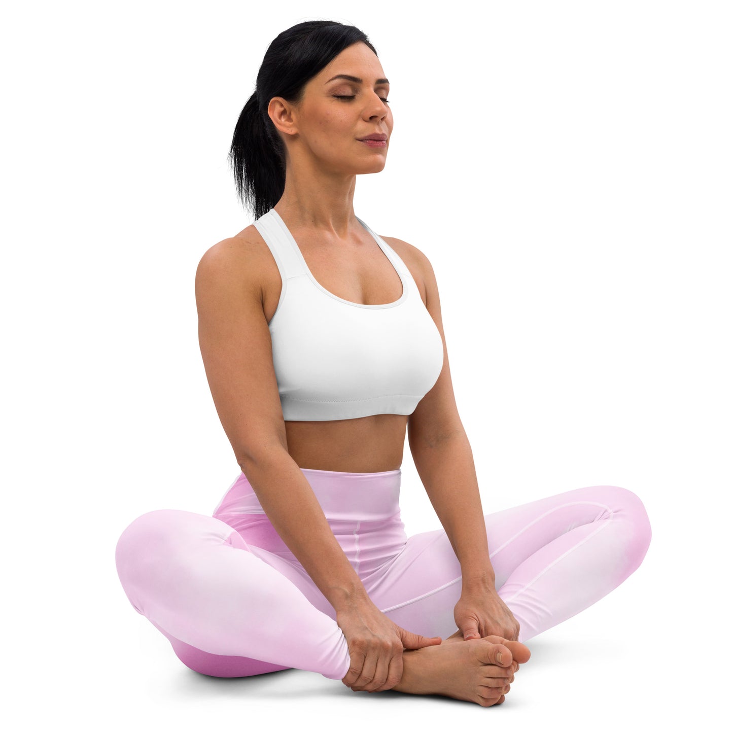 Yoga-Leggings- Aquarell Rose weiß