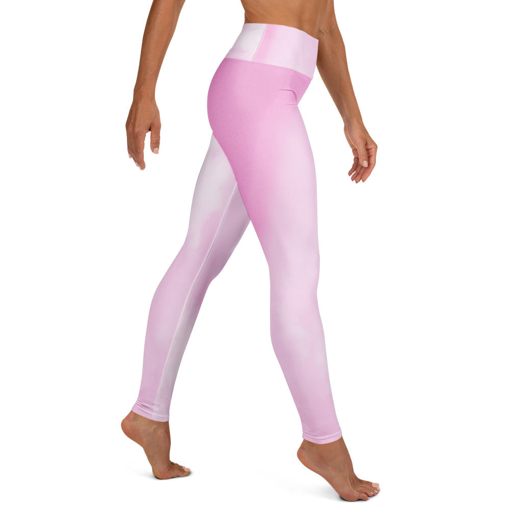 Yoga-Leggings- Aquarell Rose weiß
