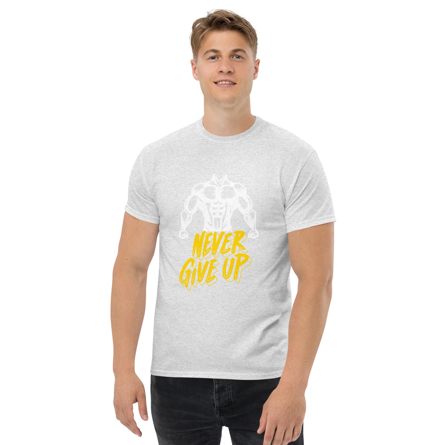 Klassisches Herren-T-Shirt - NEVER GIVE UP