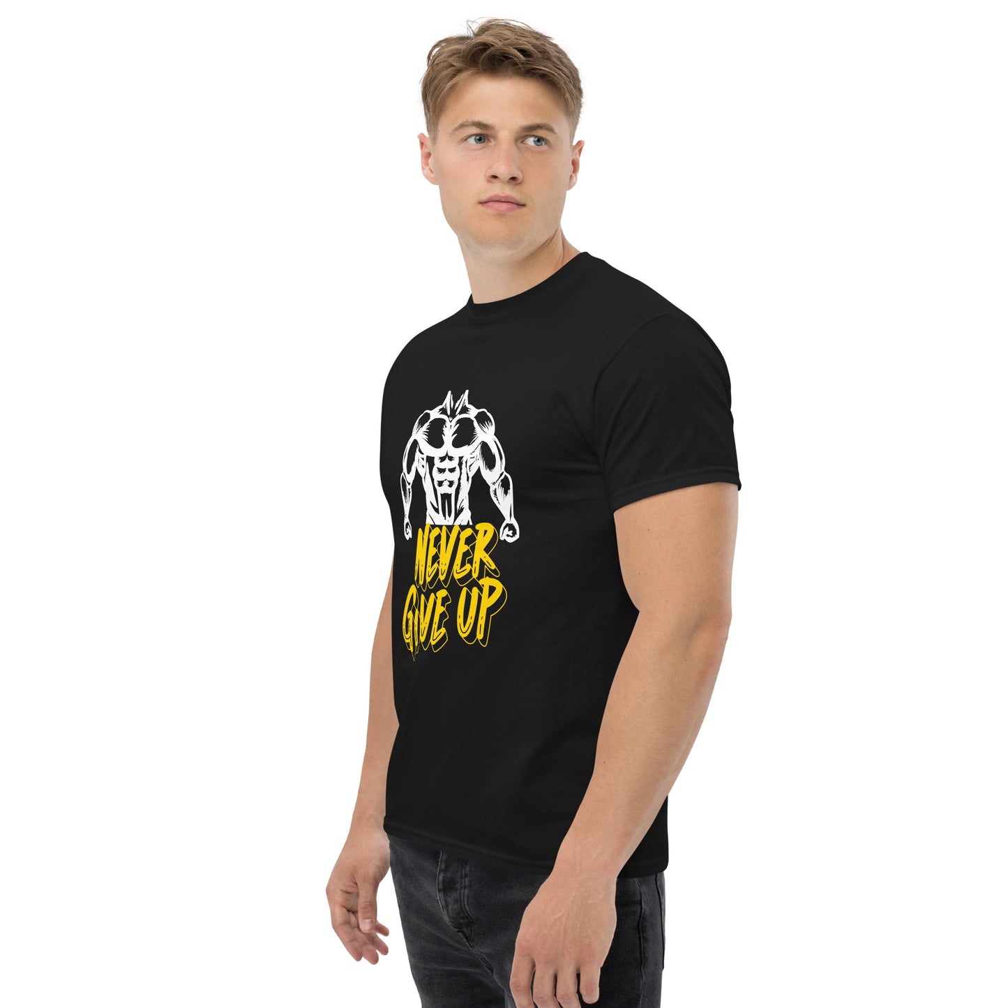 Klassisches Herren-T-Shirt - NEVER GIVE UP