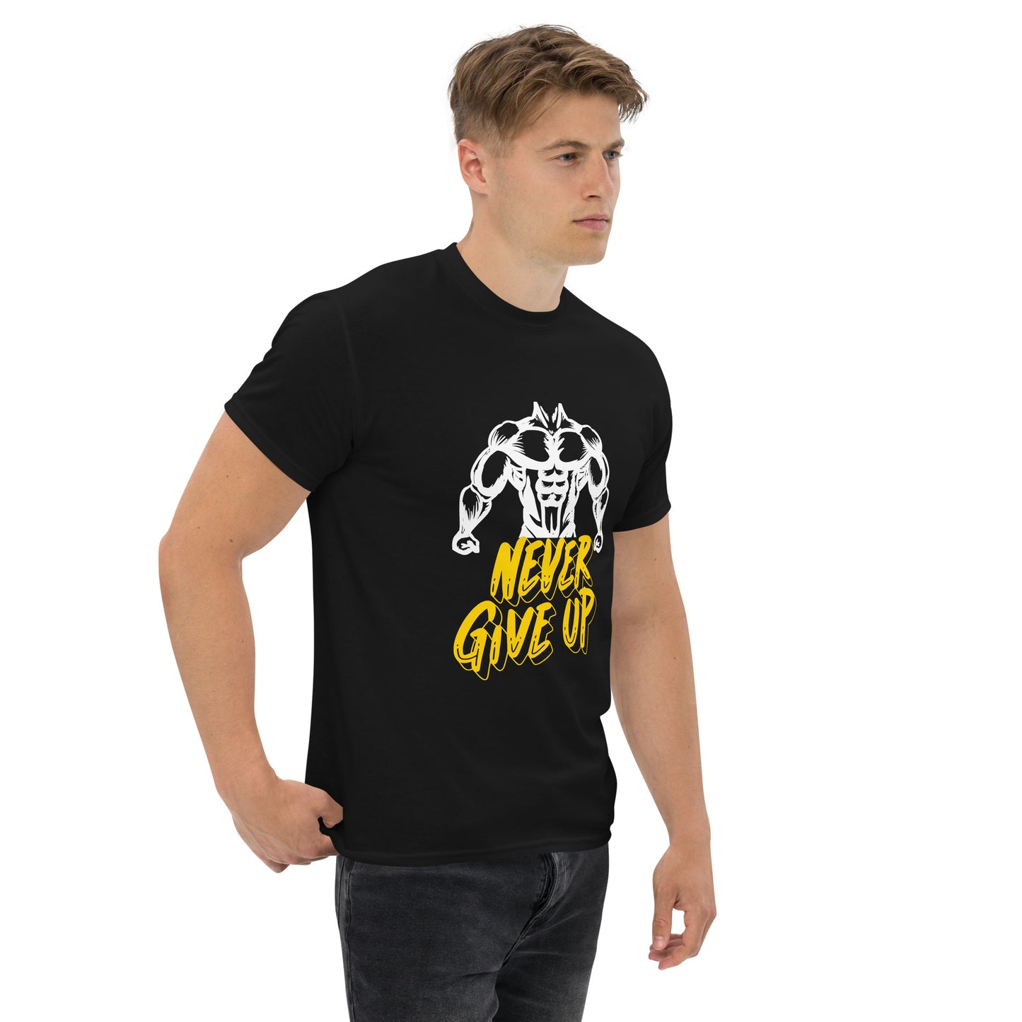 Klassisches Herren-T-Shirt - NEVER GIVE UP