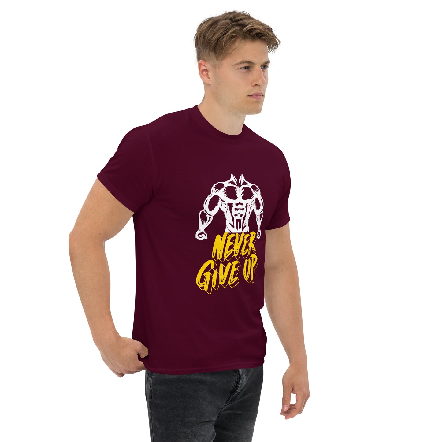 Klassisches Herren-T-Shirt - NEVER GIVE UP