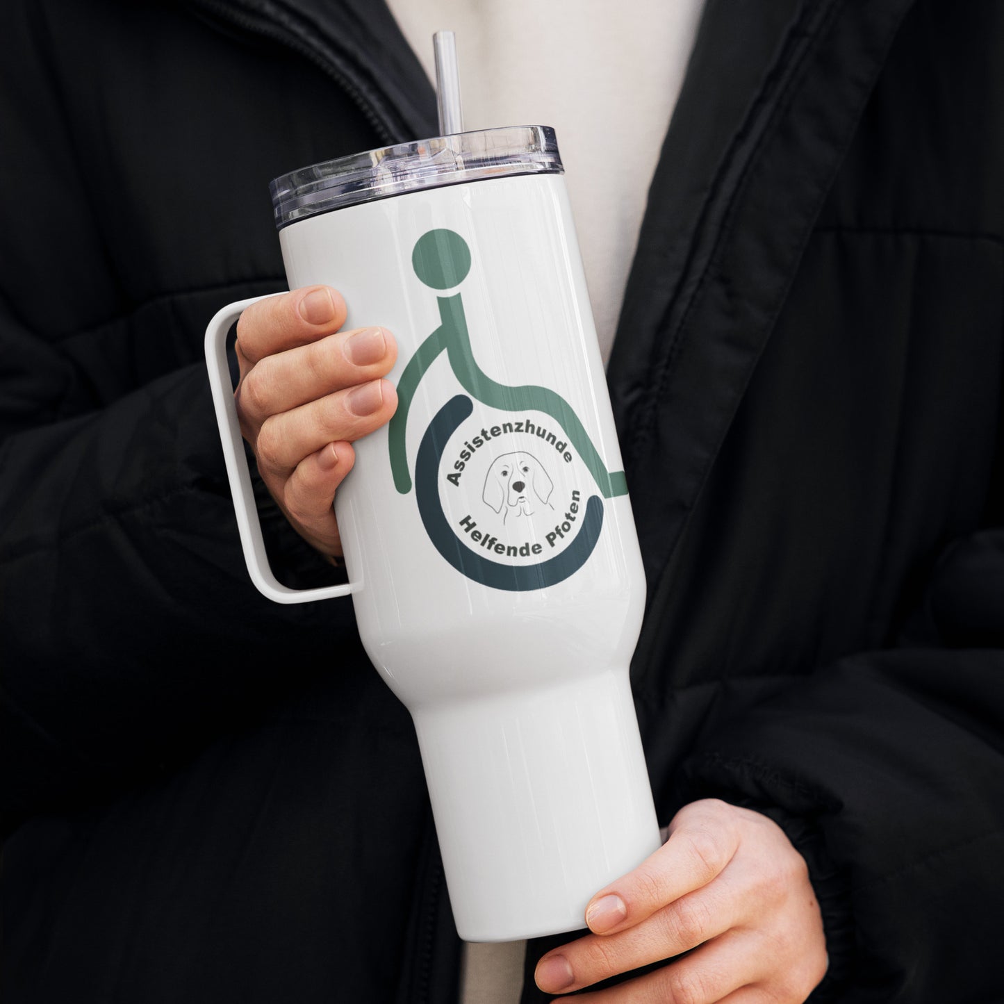Reisebecher mit Griff - Logo