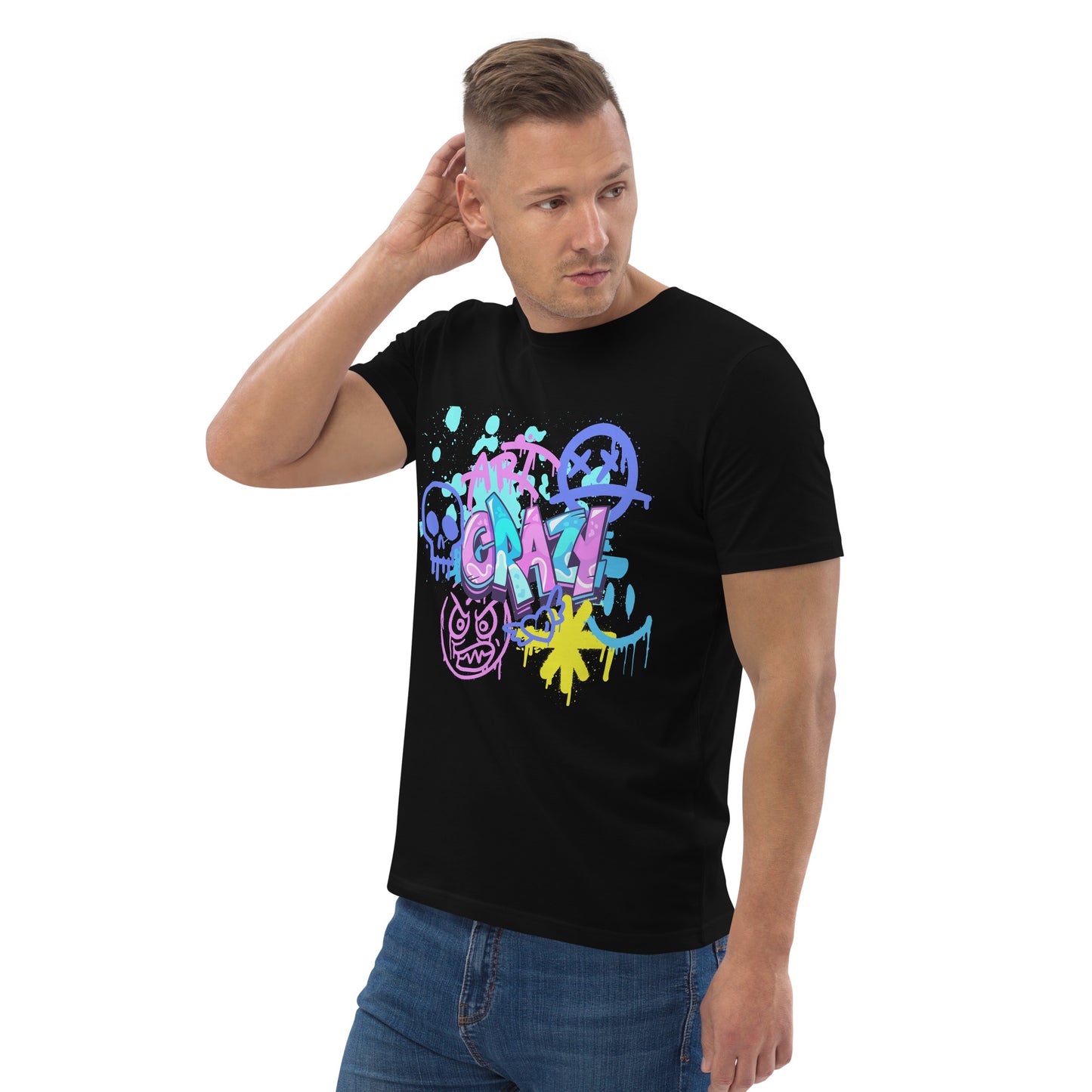 Herren-Bio-Baumwoll-T-Shirt - Crazy Art