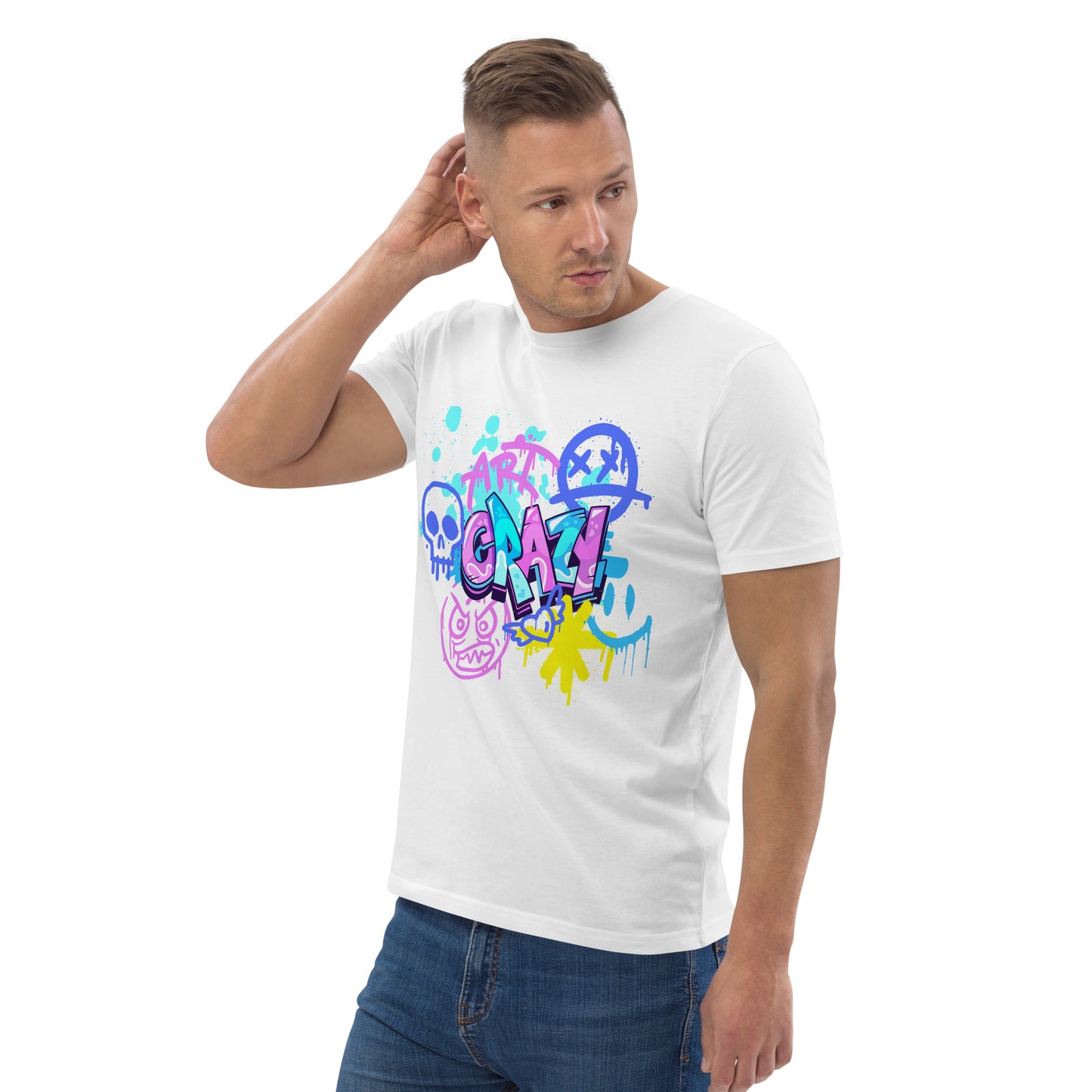 Herren-Bio-Baumwoll-T-Shirt - Crazy Art