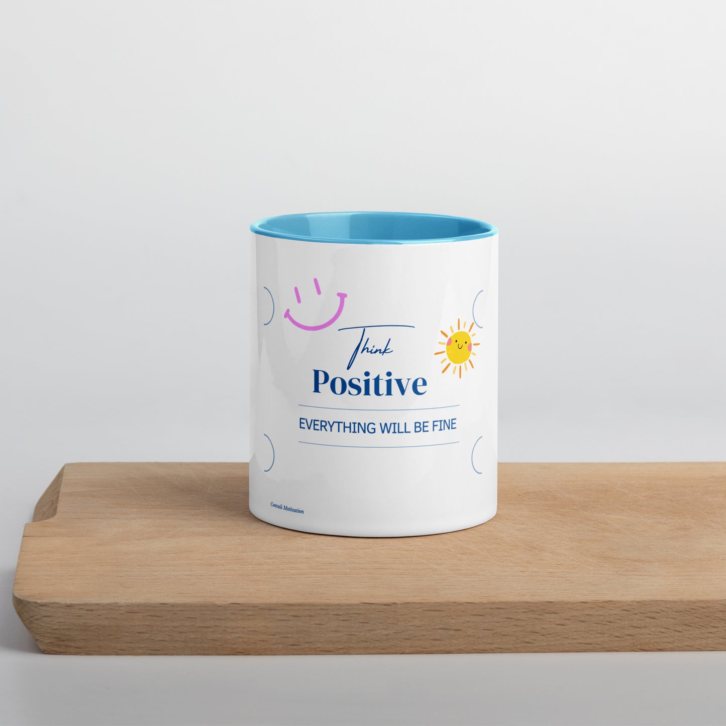 Think Positive Tasse – Zweifarbige Motivations-Tasse in Gelb oder Blau