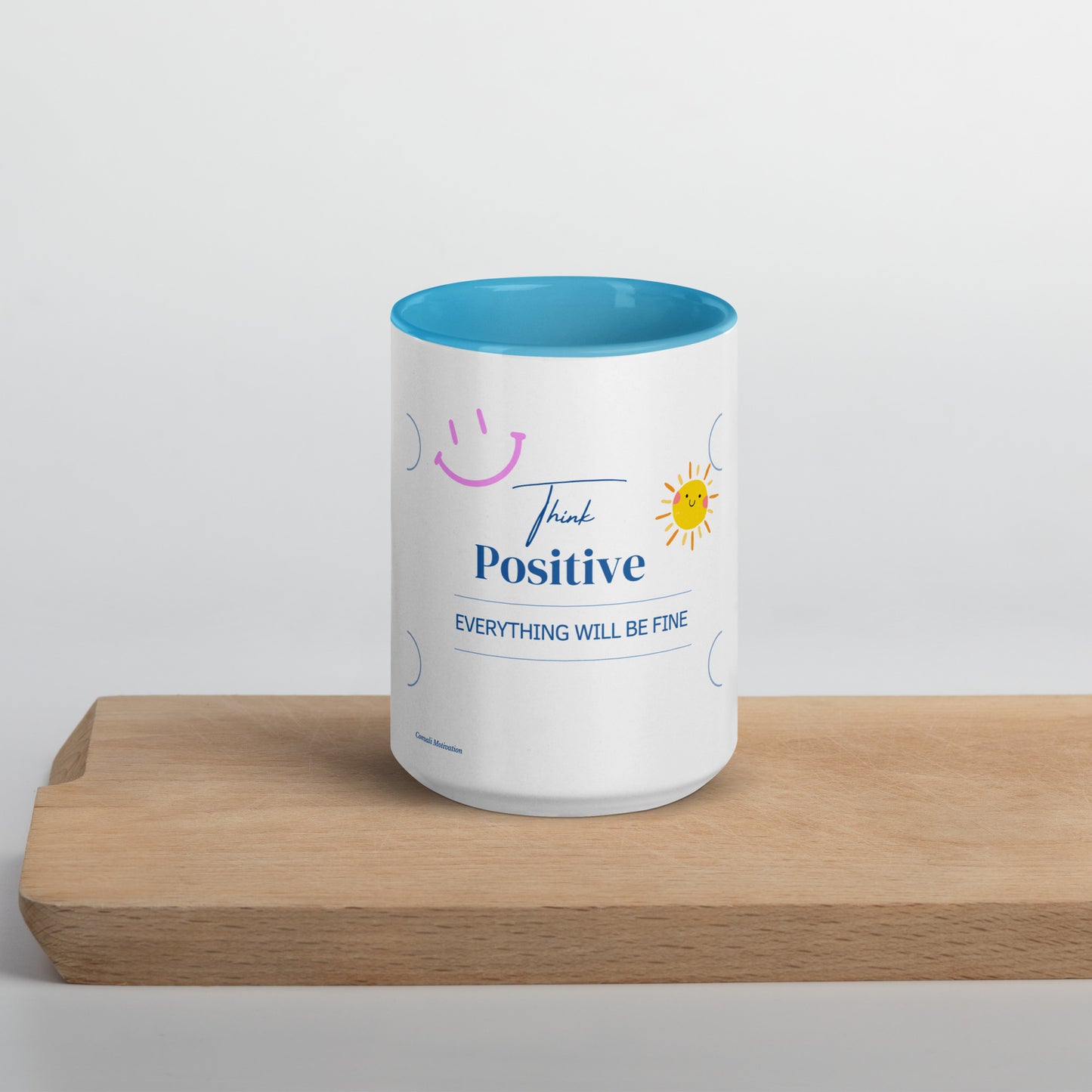 Think Positive Tasse – Zweifarbige Motivations-Tasse in Gelb oder Blau