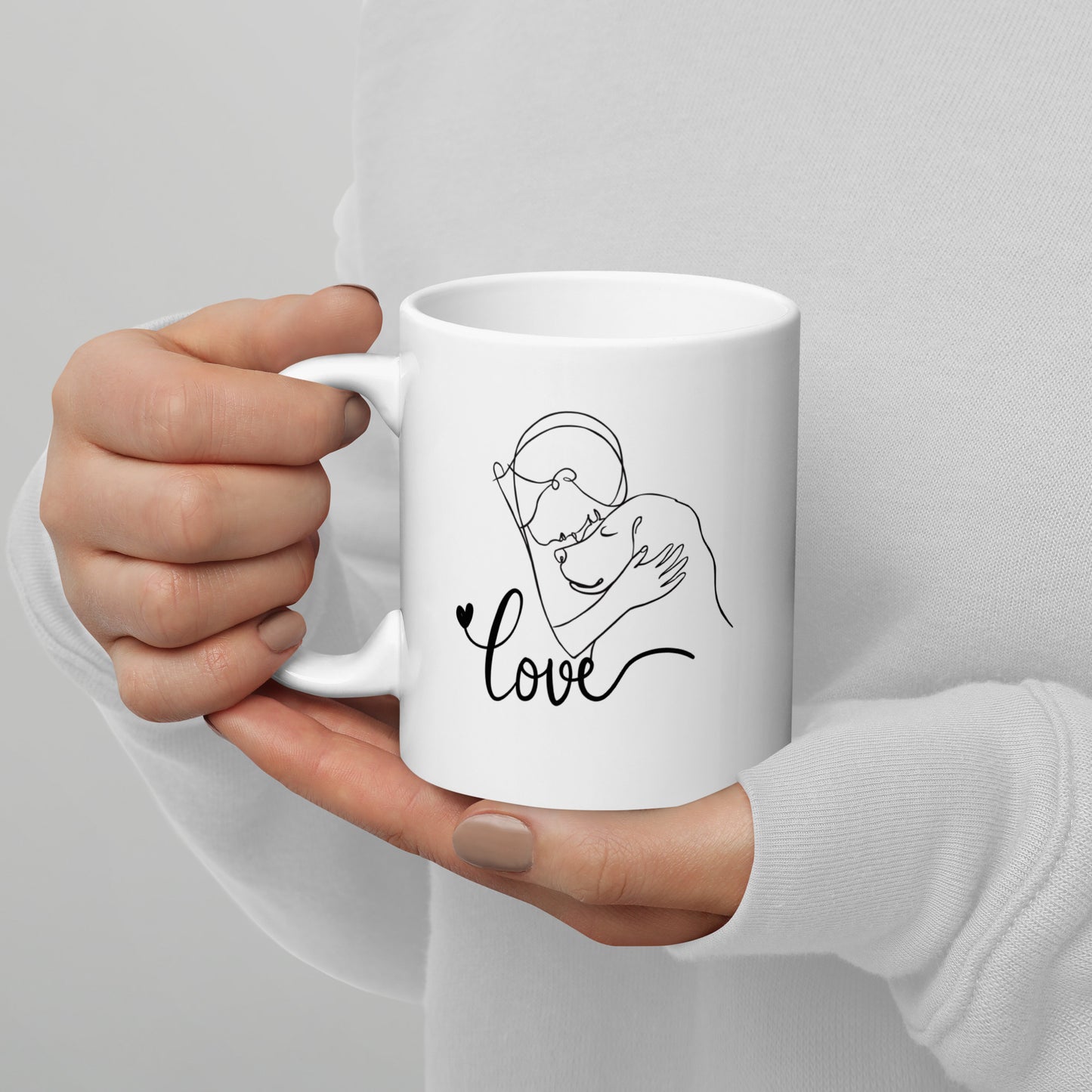 Tasse mit Hundemotiv – Frau & Hund mit Herz | Perfekt für Hundefans