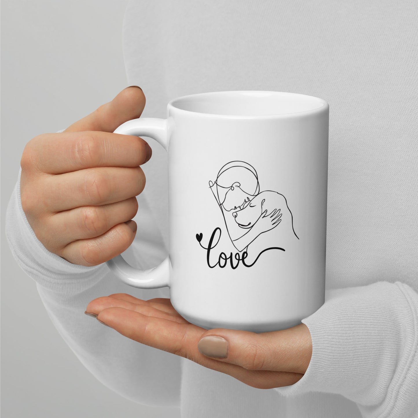 Tasse mit Hundemotiv – Frau & Hund mit Herz | Perfekt für Hundefans