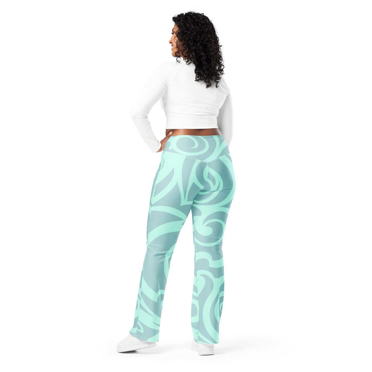 Leggings mit Schlag - türkis/weiß