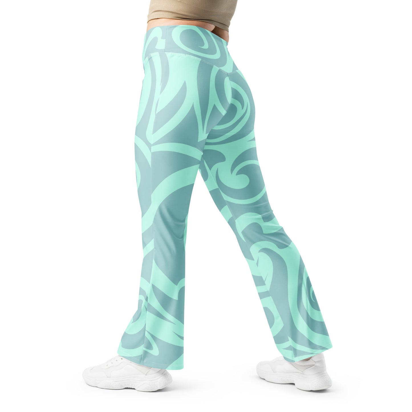 Leggings mit Schlag - türkis/weiß