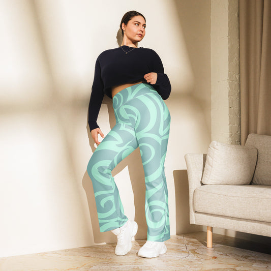 Leggings mit Schlag - türkis/weiß