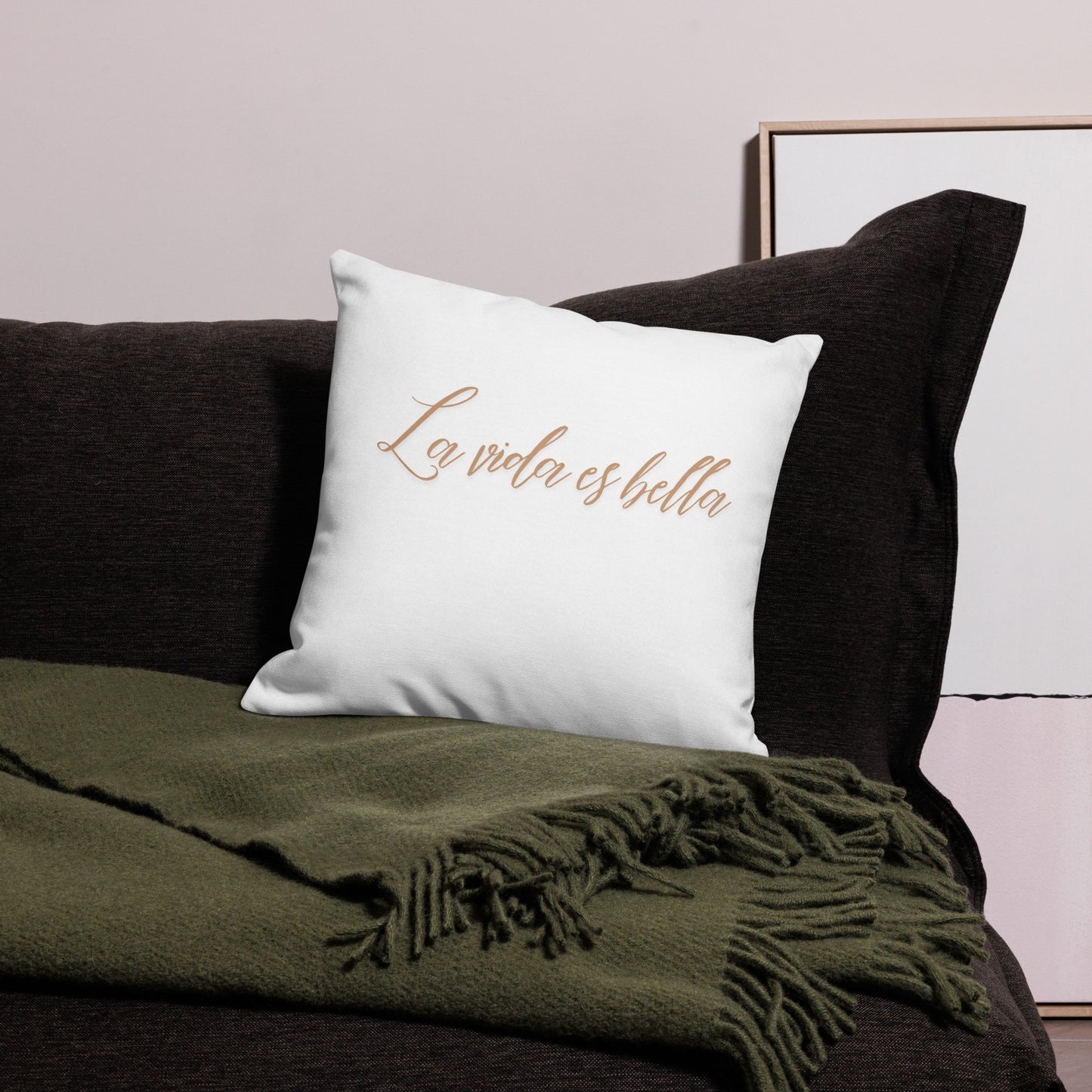 Premium-Kissen- La vida es bella- Das Leben ist schön-weis