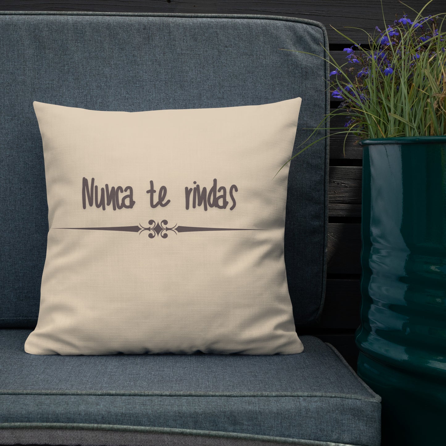 Premium-Kissen- Nunca te rindas- Gib niemals auf