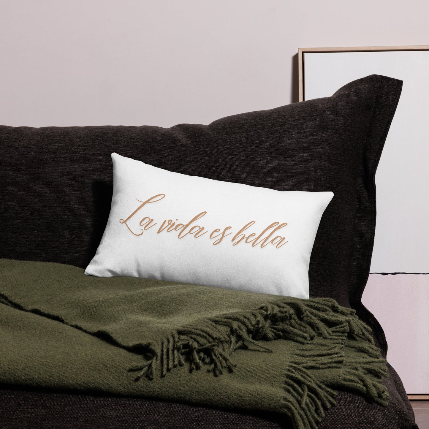 Premium-Kissen- La vida es bella- Das Leben ist schön-weis