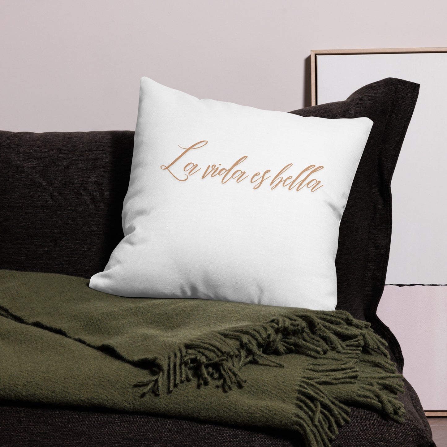 Premium-Kissen- La vida es bella- Das Leben ist schön-weis