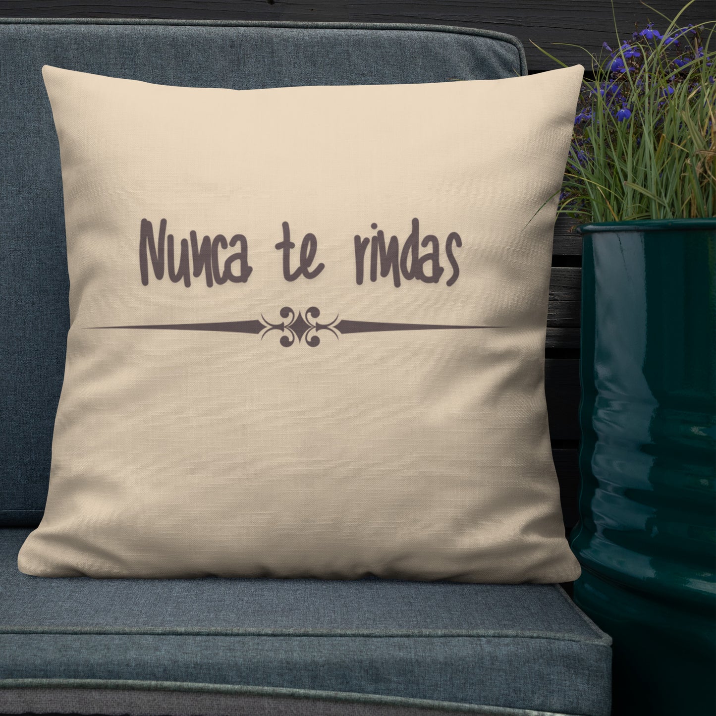 Premium-Kissen- Nunca te rindas- Gib niemals auf