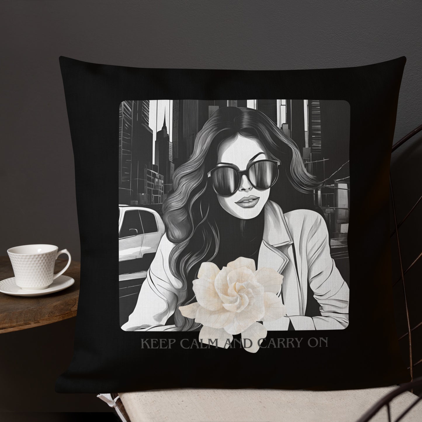 Premium-Kissen- Keep Calm and carry on