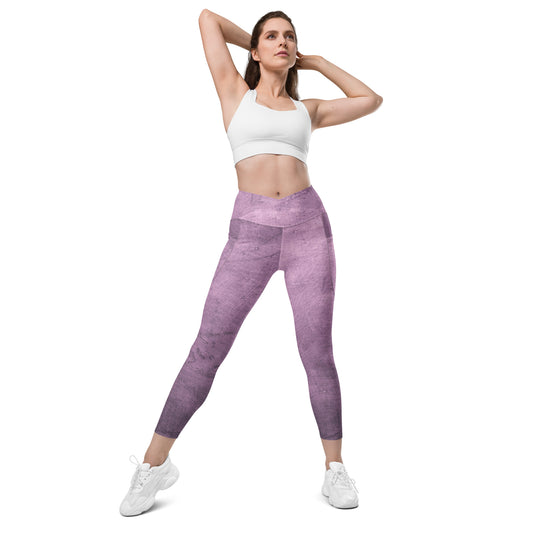 V-Bund-Leggings mit Taschen - Lila -Schwarz